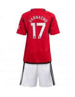 Manchester United Alejandro Garnacho #17 Domácí dres pro děti 2023-24 Krátký Rukáv (+ trenýrky)